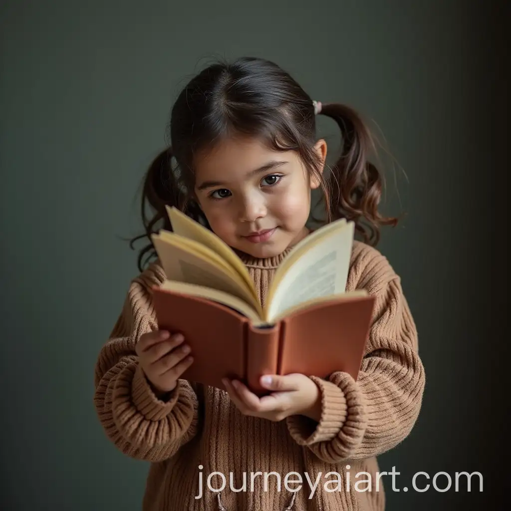Middle-Eastern-Young-Girl-Holding-an-Open-Book-to-Cover-Her-Face