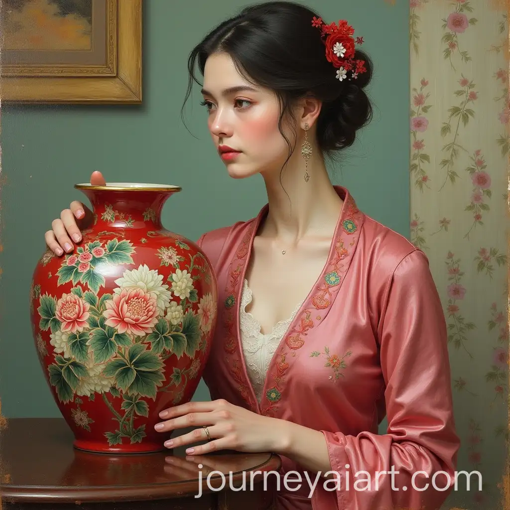 Woman-Holding-Chinese-Vase-in-Sargent-Painting-Style