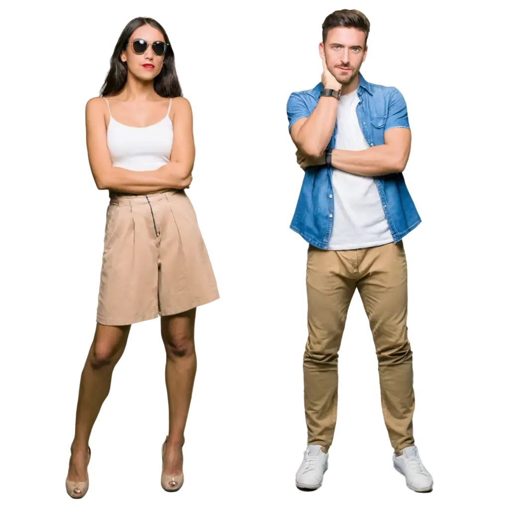 Stylish-Man-and-Trendy-Woman-Posing-in-Fashionable-Outfits-PNG-Image-for-HighQuality-Visuals