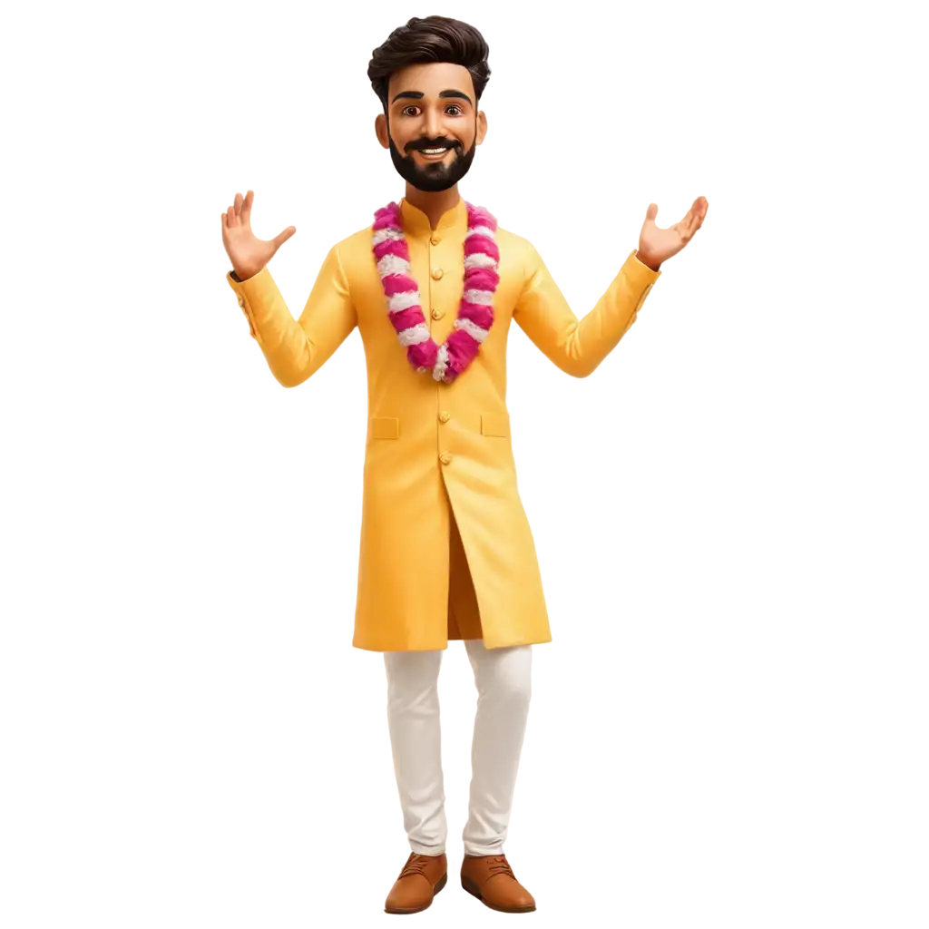 PNG-Image-Haldi-Caricature-of-Indian-Groom-Dancing-Without-Pagri