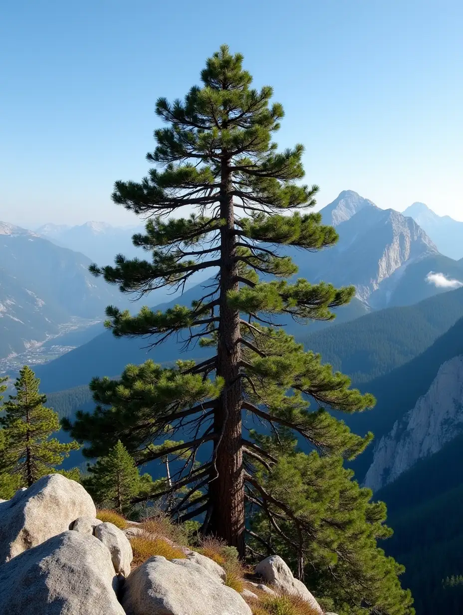 Majestic-Sequoiadendron-Giganteum-Towering-Above-a-Mountain-Peak