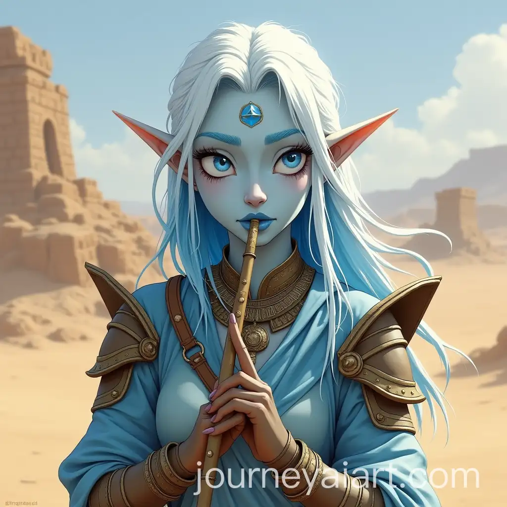 Female-Air-Genasi-Bard-Exploring-Ancient-Desert-Ruins