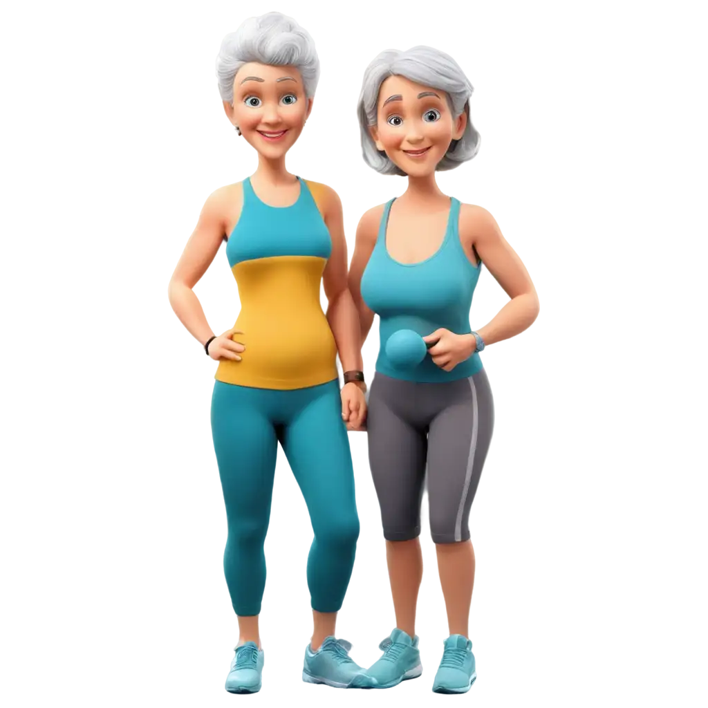 Create-PNG-3D-Avatars-of-Elderly-People-in-Gym-Clothes-with-Turquoise-Baby-Blue-and-Yellow-Colors