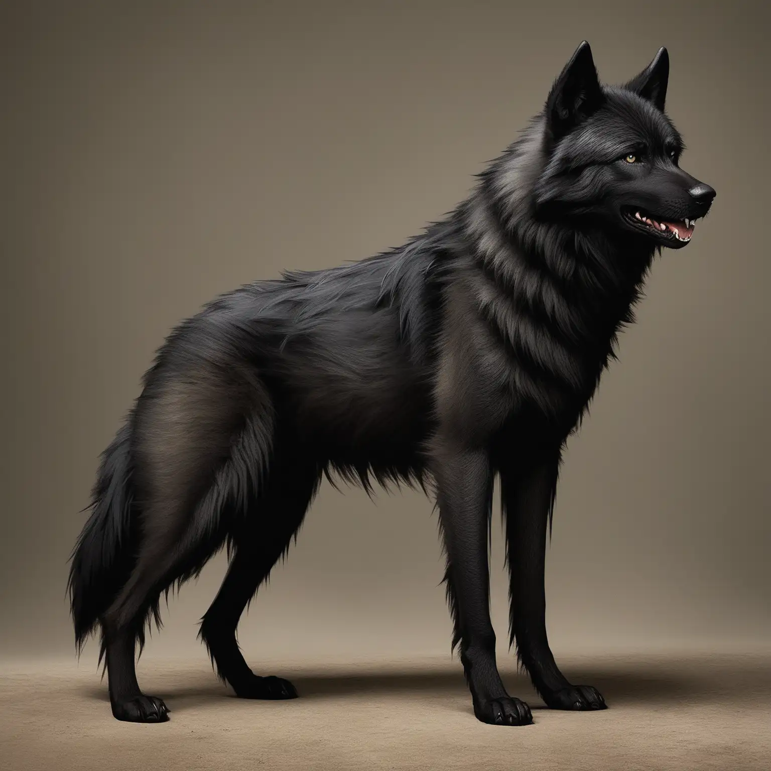 Black wolfdog, full body