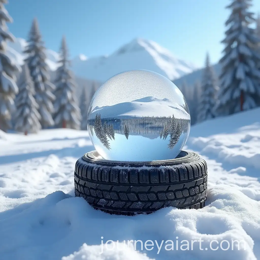 Crystal-Ball-Featuring-a-Tire-Surrounded-by-Snow-at-a-Ski-Resort