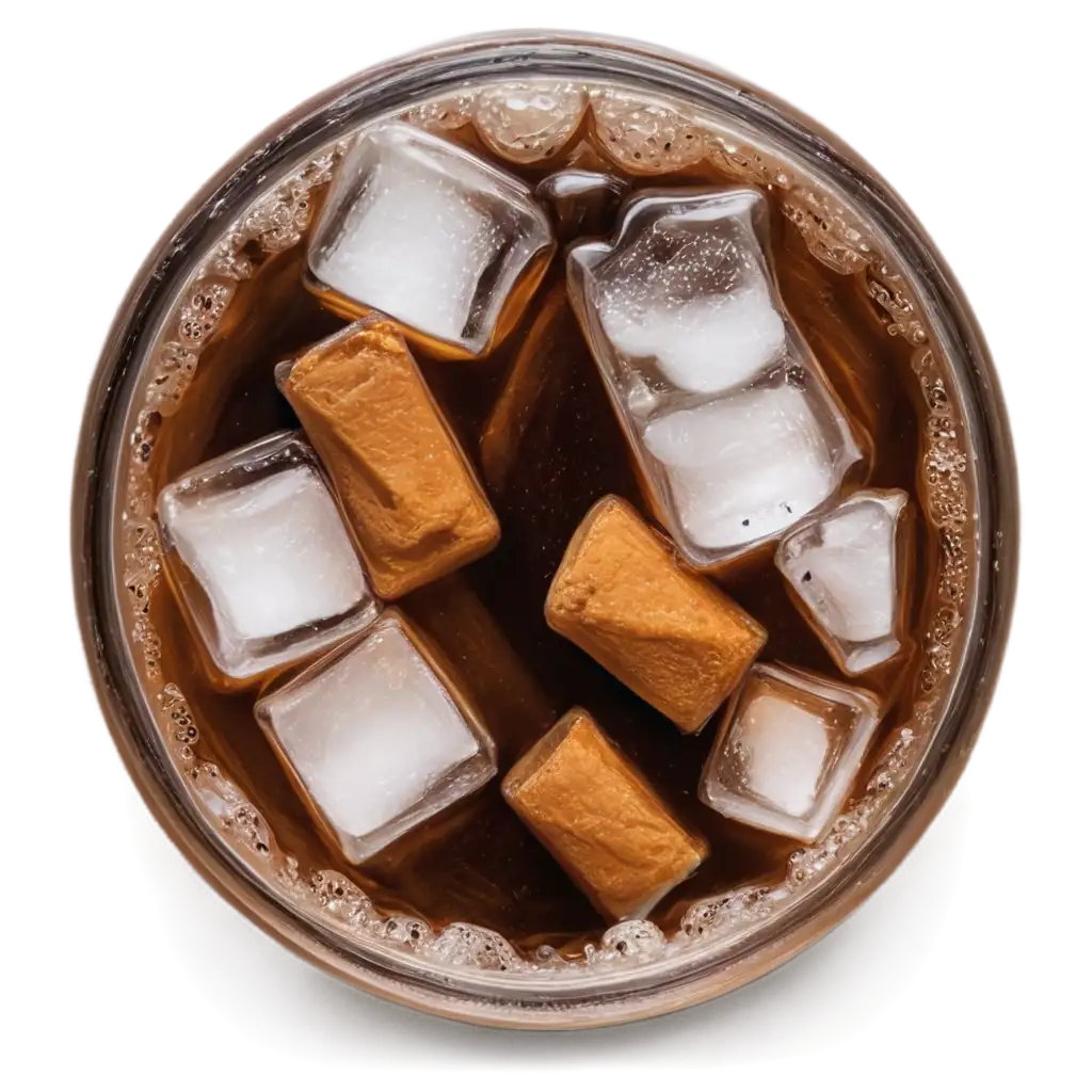 Cola-with-Ice-in-a-Glass-View-from-Above-PNG-HighQuality-Beverage-Image-for-Various-Uses