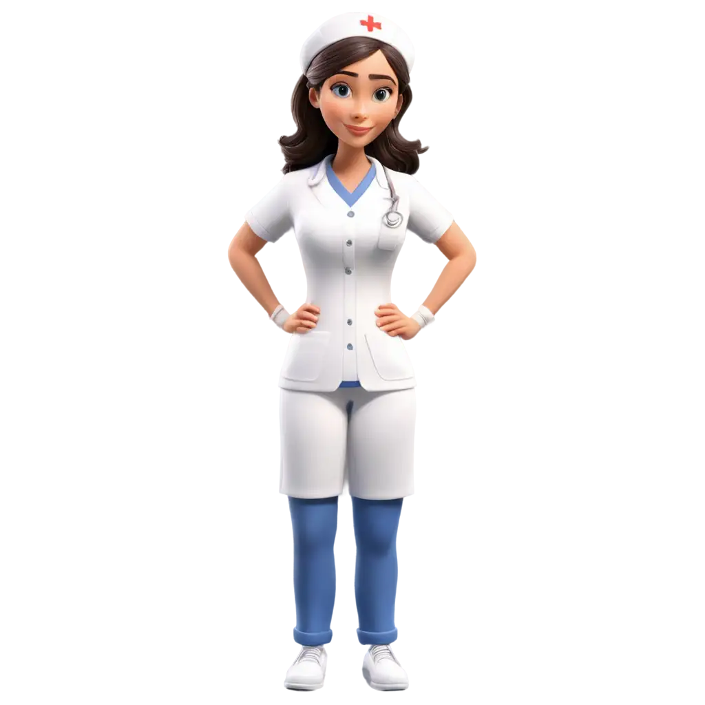 Cartoon-Nurse-PNG-Image-Nurse-Facing-Right-with-Hand-in-Pocket