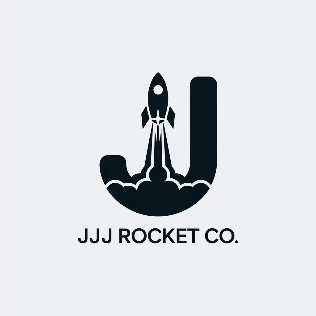 LOGO Design for JJJ Rocket Co Minimalistic Rocket Blasting Off in J Shape for Technology Industry