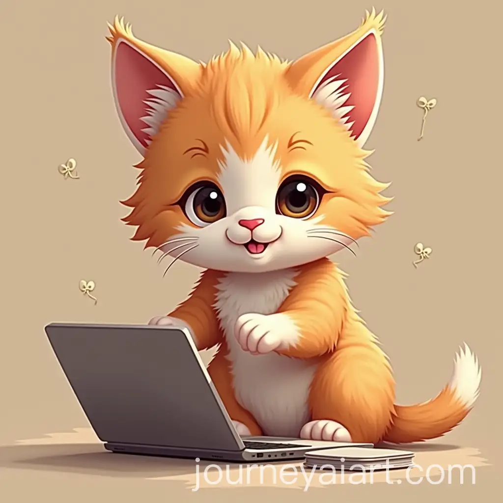 Playful-Kitten-Engaged-in-a-Creative-Work-Environment