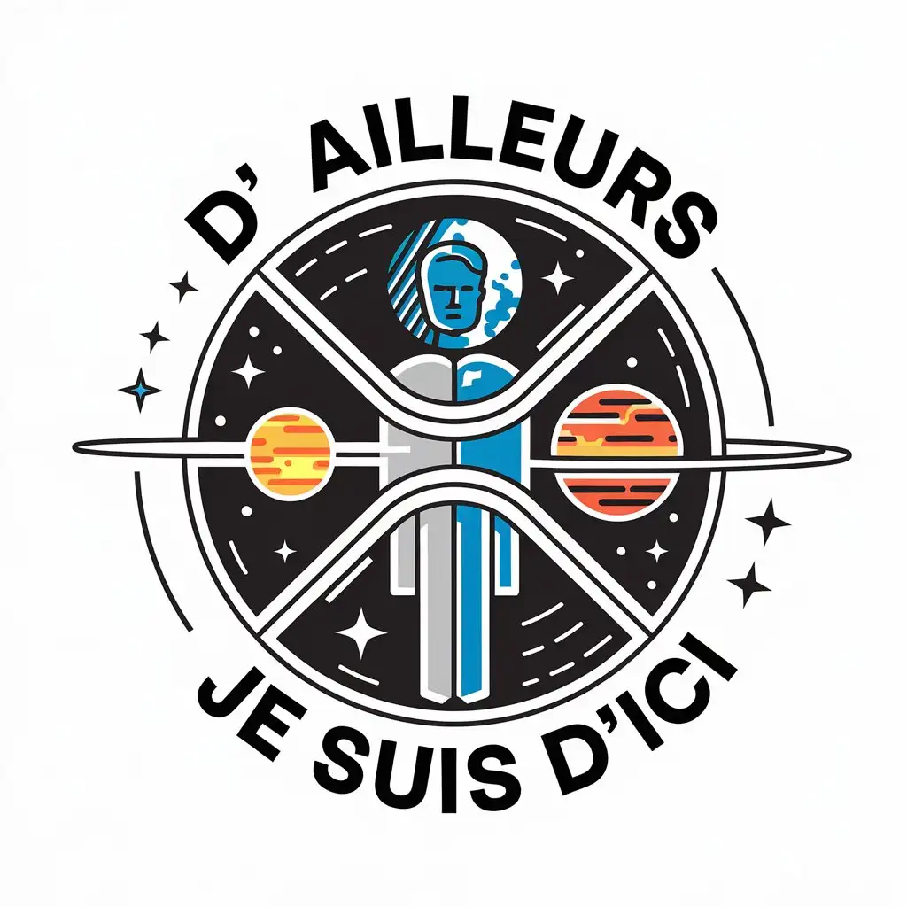 LOGO Design for Dailleurs je suis dici Earth Solar System Theme with Man Symbol for Technology Industry