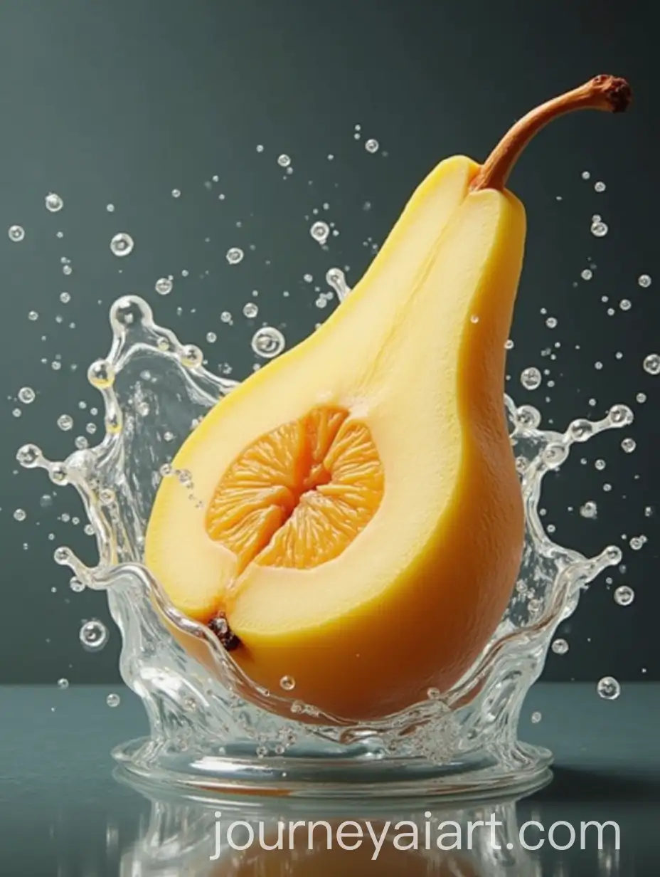 Dynamic-Flying-Pear-with-Motion-Splashes-in-Air