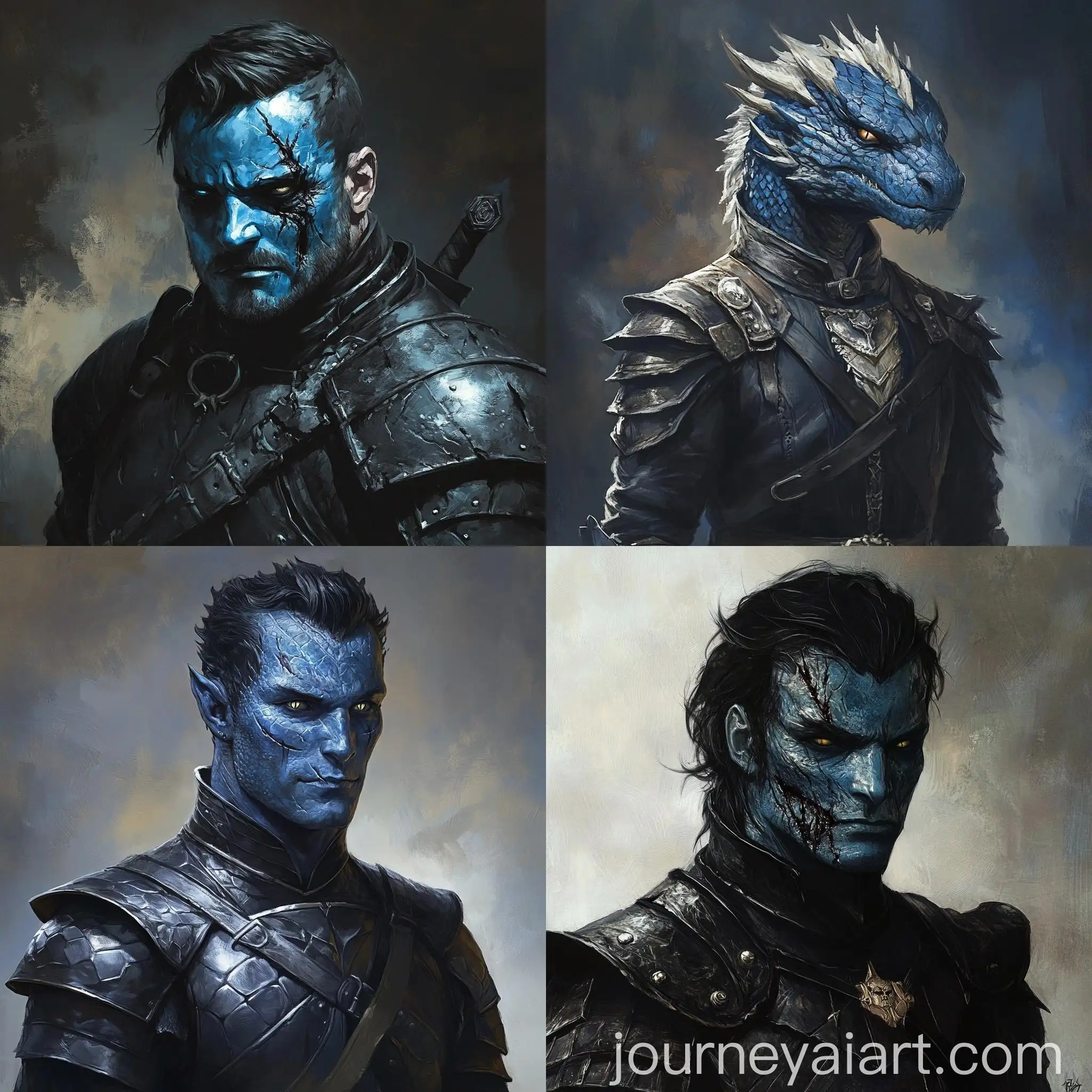 Fantasy-Dragonborne-DND-Art-Illustration-with-Blue-Scales-and-Scars