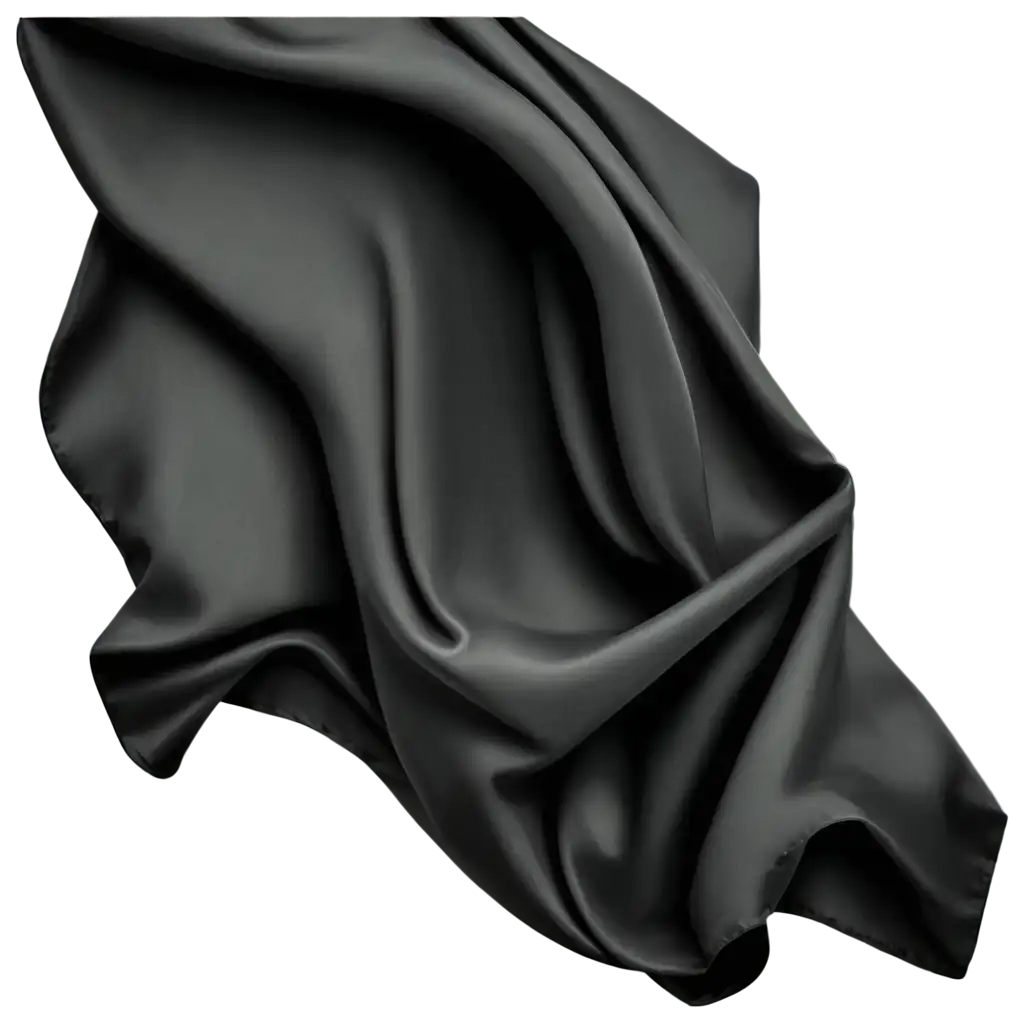 Flying-Stylish-Black-Silk-or-Cotton-Fabric-Waving-Satin-Cloth-PNG-with-Transparent-Background-HighQuality-Image-for-Versatile-Use