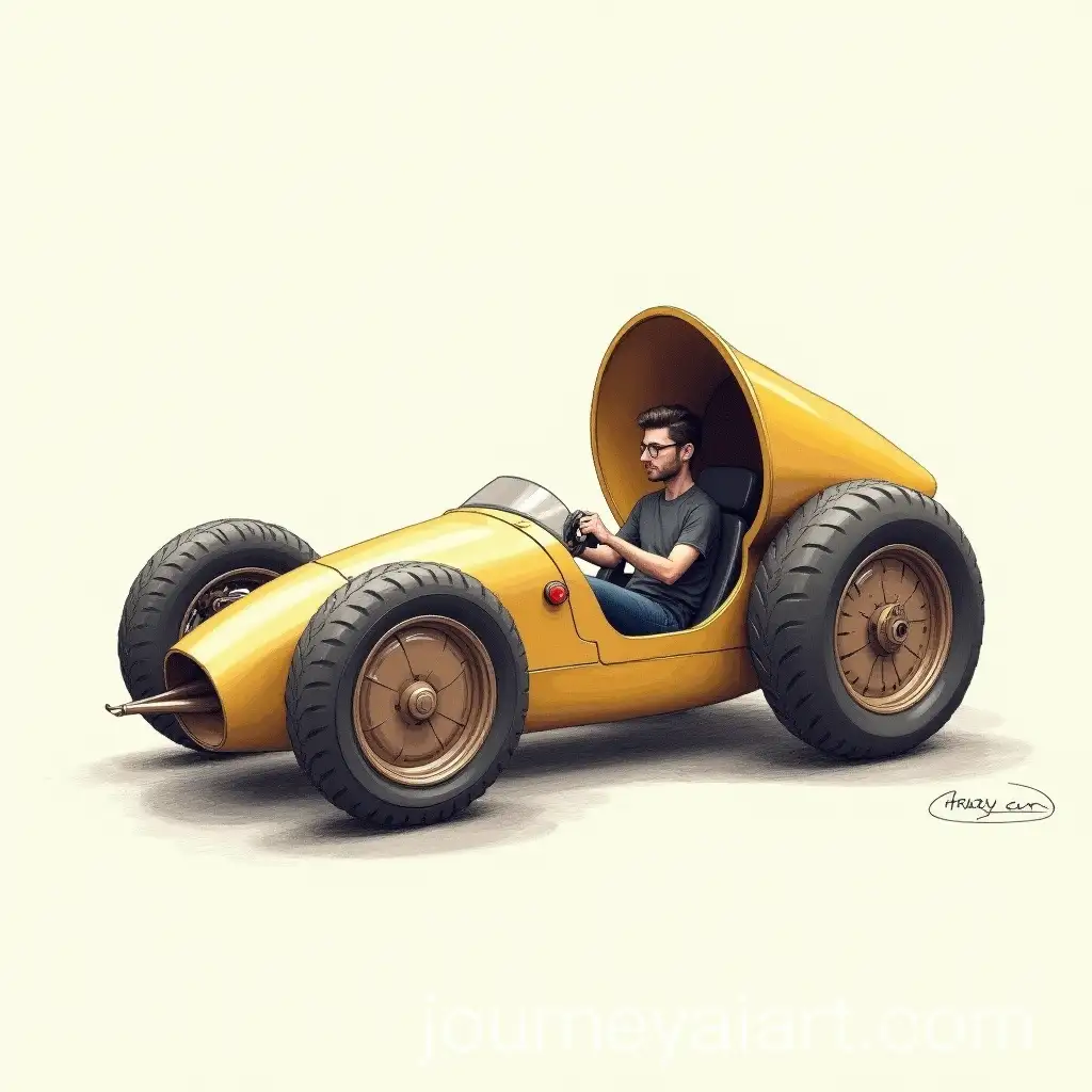 Driver-in-French-Horn-Chassis-Crazy-Car-Tim-Barton-Sketch-Style