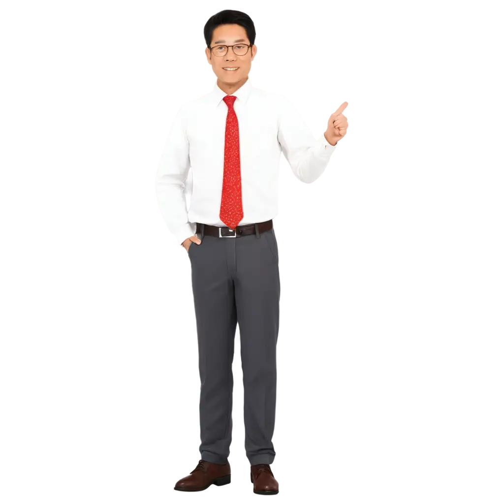 2D illustration of 40-year-old asian male office worker