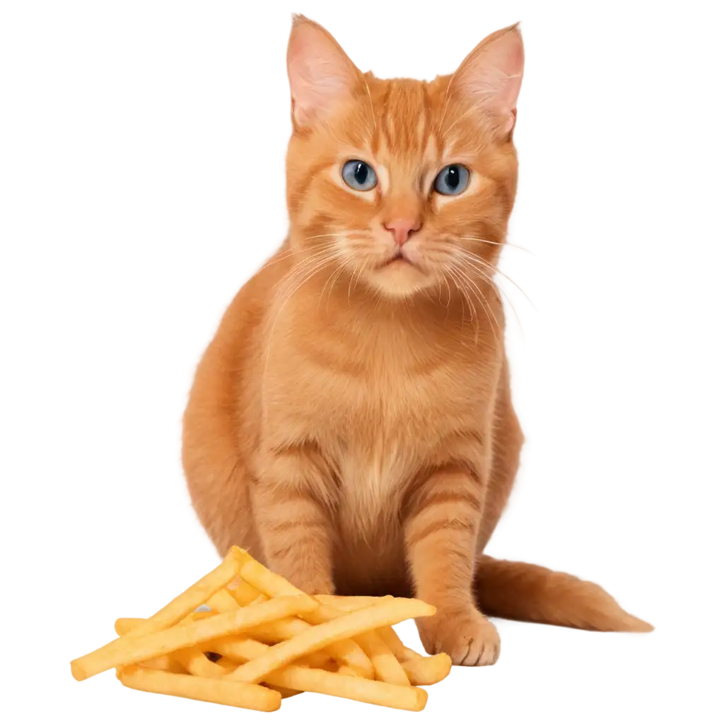 Vibrant-PNG-Image-Orange-Cat-Enjoying-Blue-French-Fries