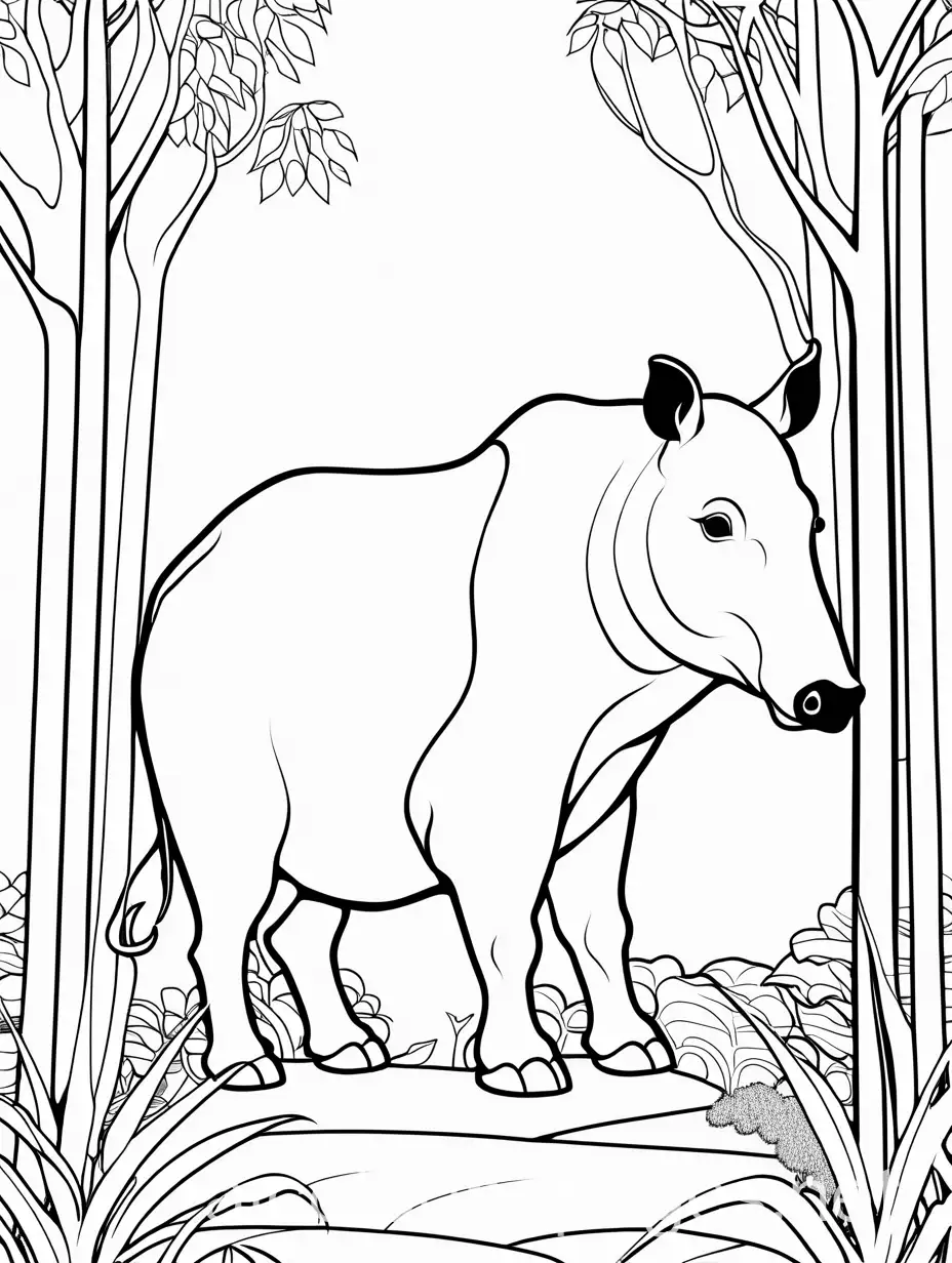 Malayan-Tapir-Coloring-Page-with-Simple-Line-Art-and-White-Background