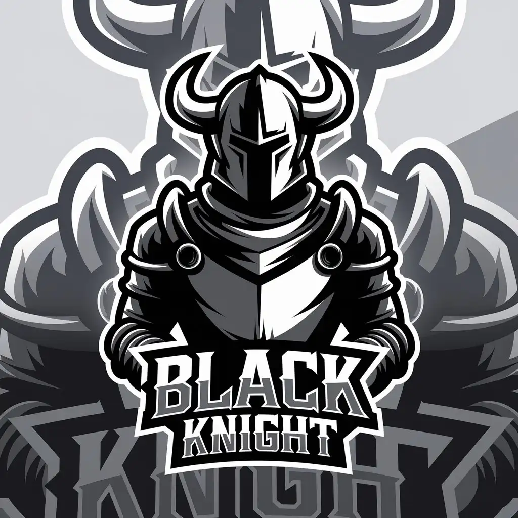 LOGO Design for Black Knight Black and White Armor with Bull Horn Helmet Theme