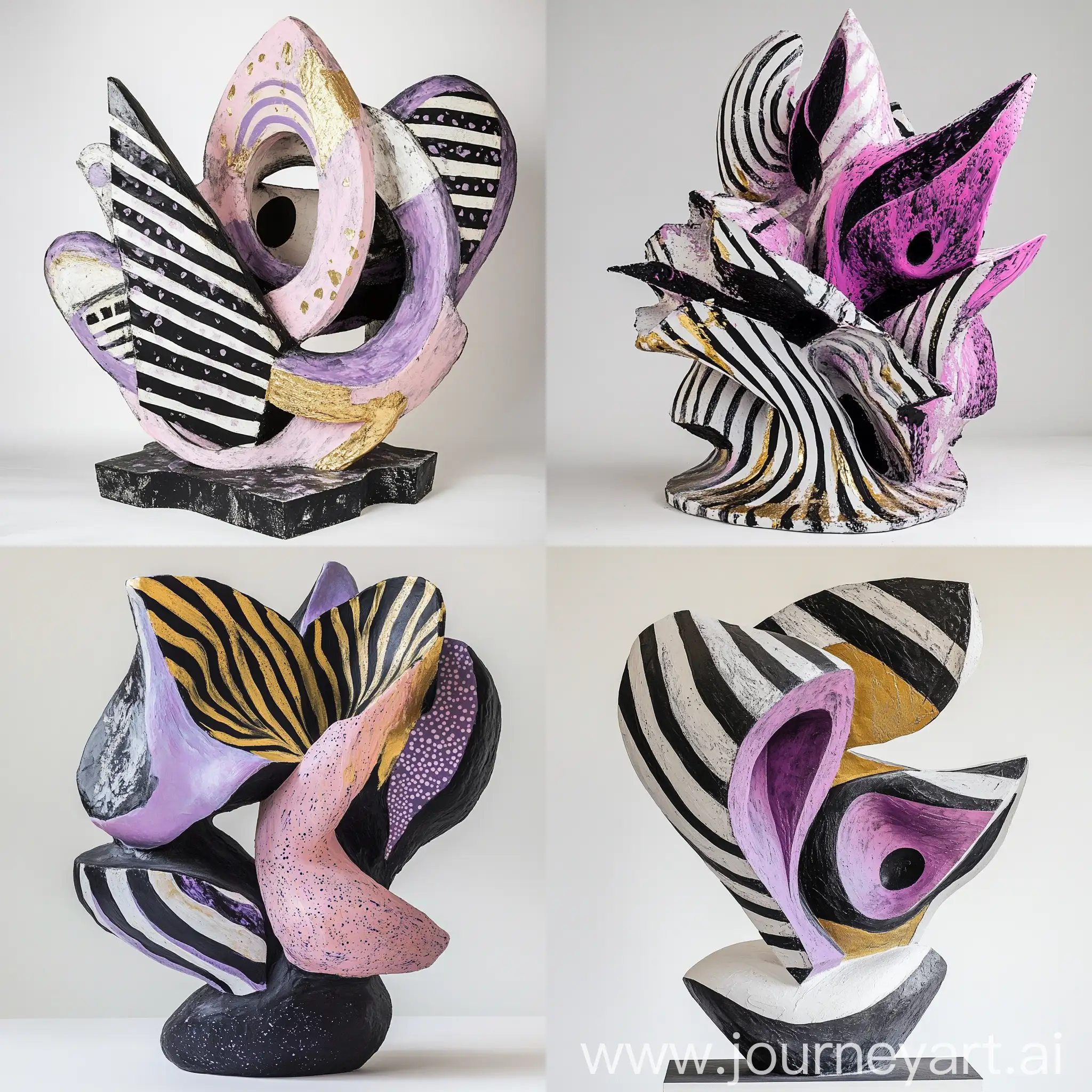 Mystical-Abstraction-Plaster-Sculpture-with-Acrylic-Paint-and-Gold-Accents