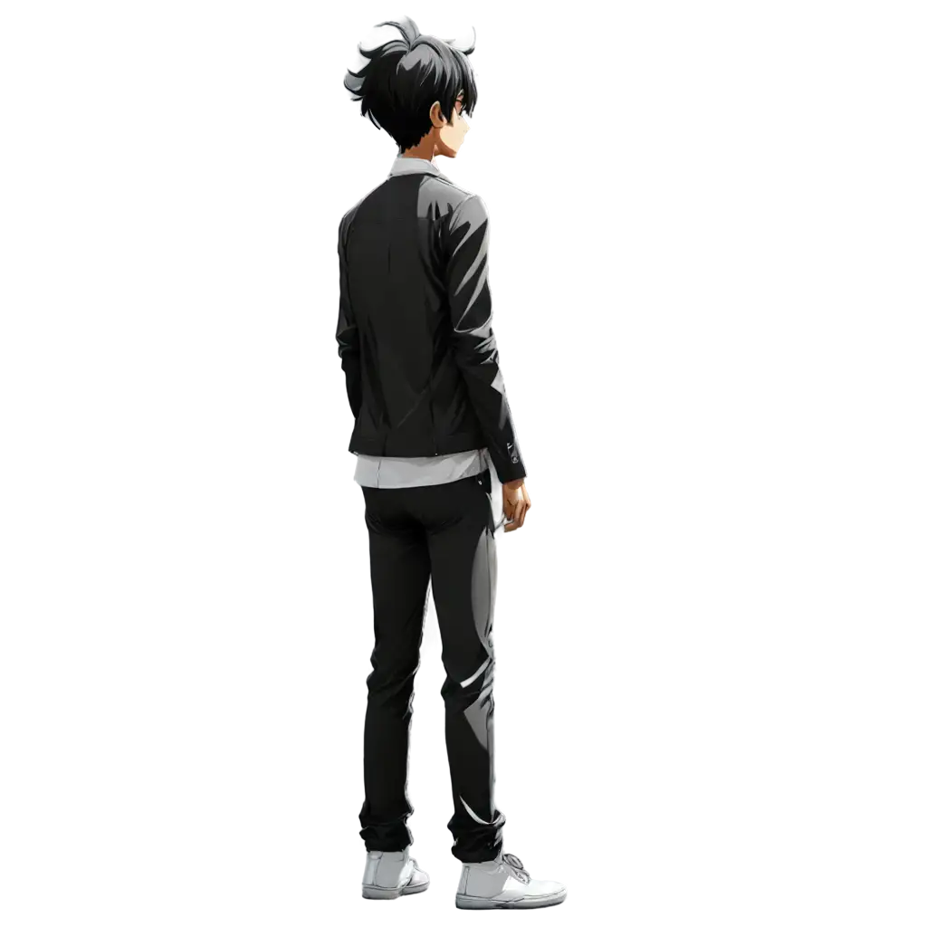 Anime-Black-White-Men-Character-Stand-Back-Side-PNG-Image-for-Creative-Use