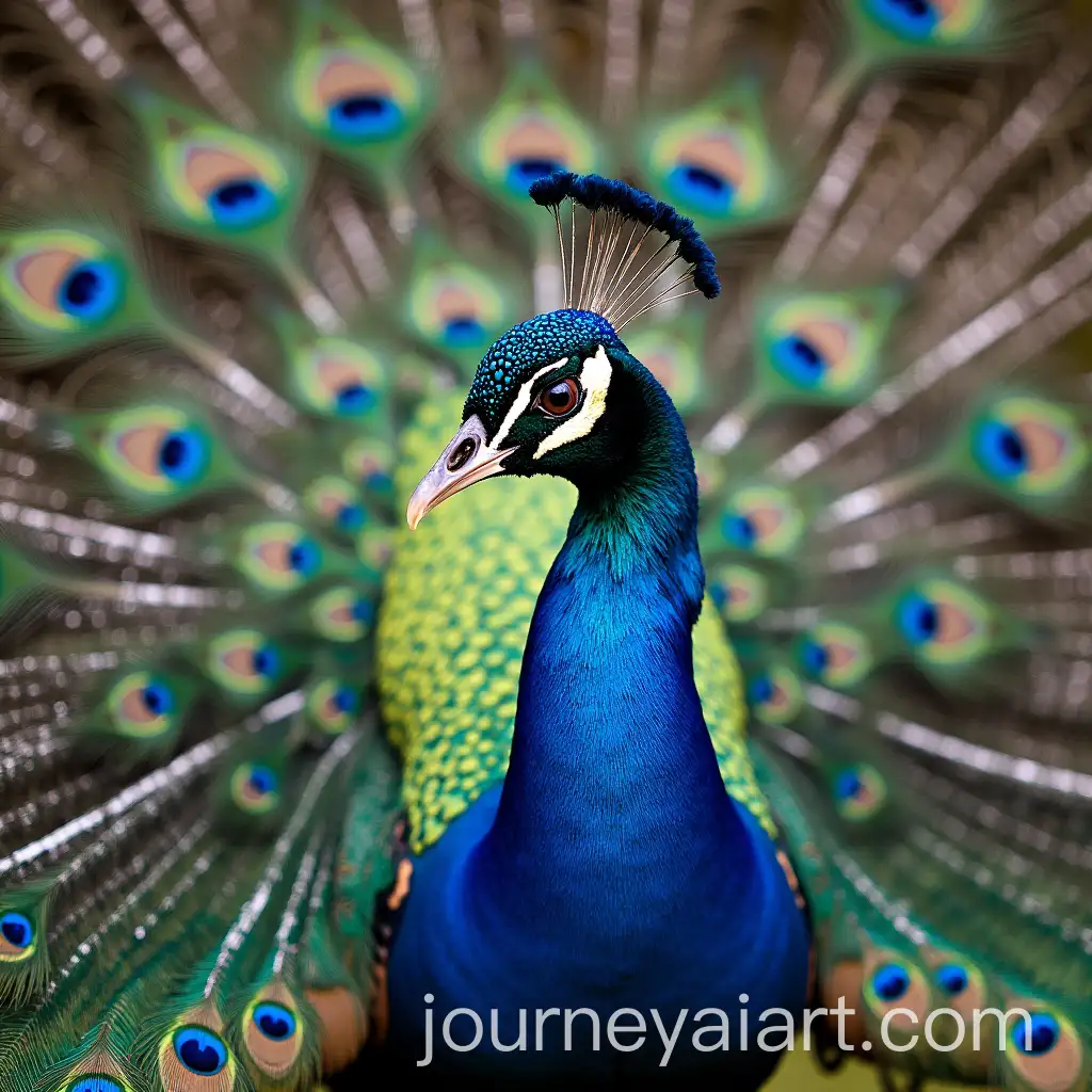 Vibrant-Peacock-Displaying-Colorful-Feathers-in-a-Lush-Garden