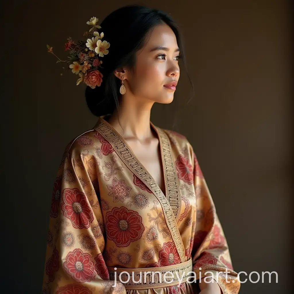 Elegant-Woman-in-Traditional-Indonesian-Kebaya-Kimono-with-Floral-Patterns