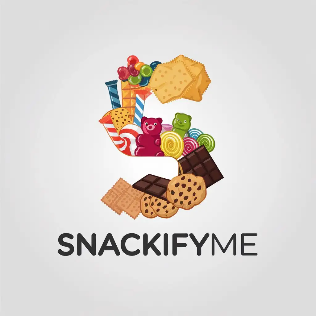 LOGO Design for SnackifyMe Minimalistic Vector Design with Chips Candy Snacks and Sweets Theme