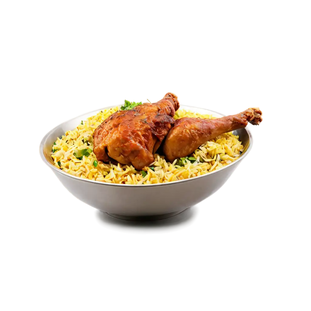 Delicious-Chicken-Leg-Piece-Biryani-in-Bowl-HighQuality-PNG-Image