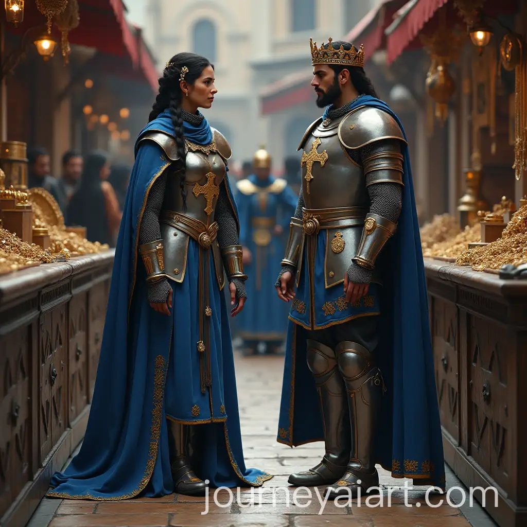 Epic-Confrontation-in-a-Medieval-Market-Knight-Crusader-and-Two-Warriors