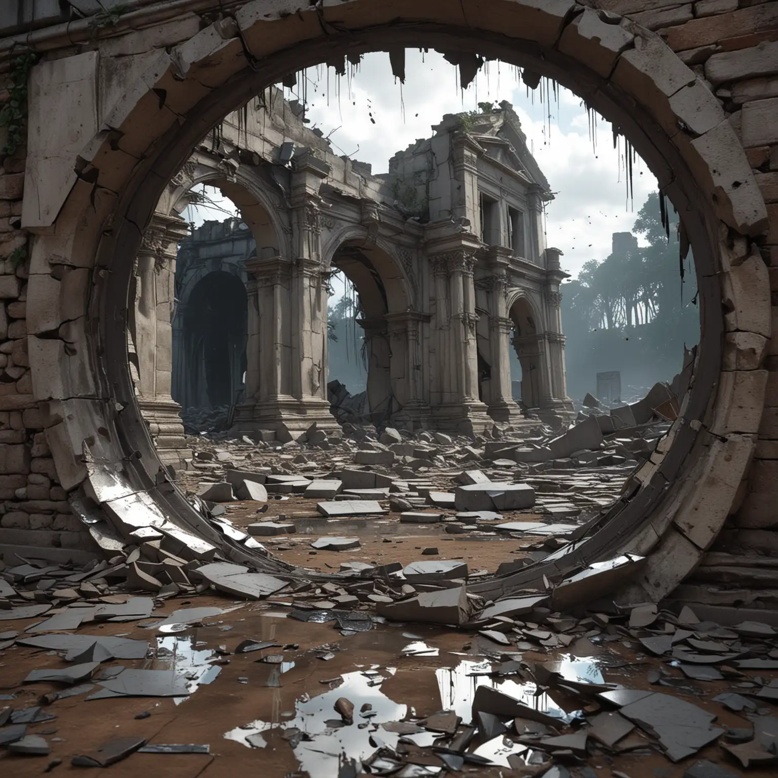 Self-Reflection-in-Shattered-Mirror-Amidst-Ruins