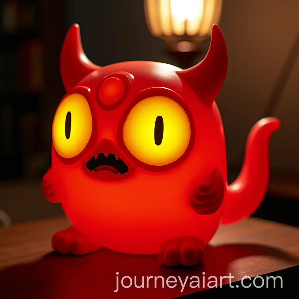 Japanese-Lamp-Yokai-with-a-Large-Yellow-Eye-and-Vibrant-Red-Body