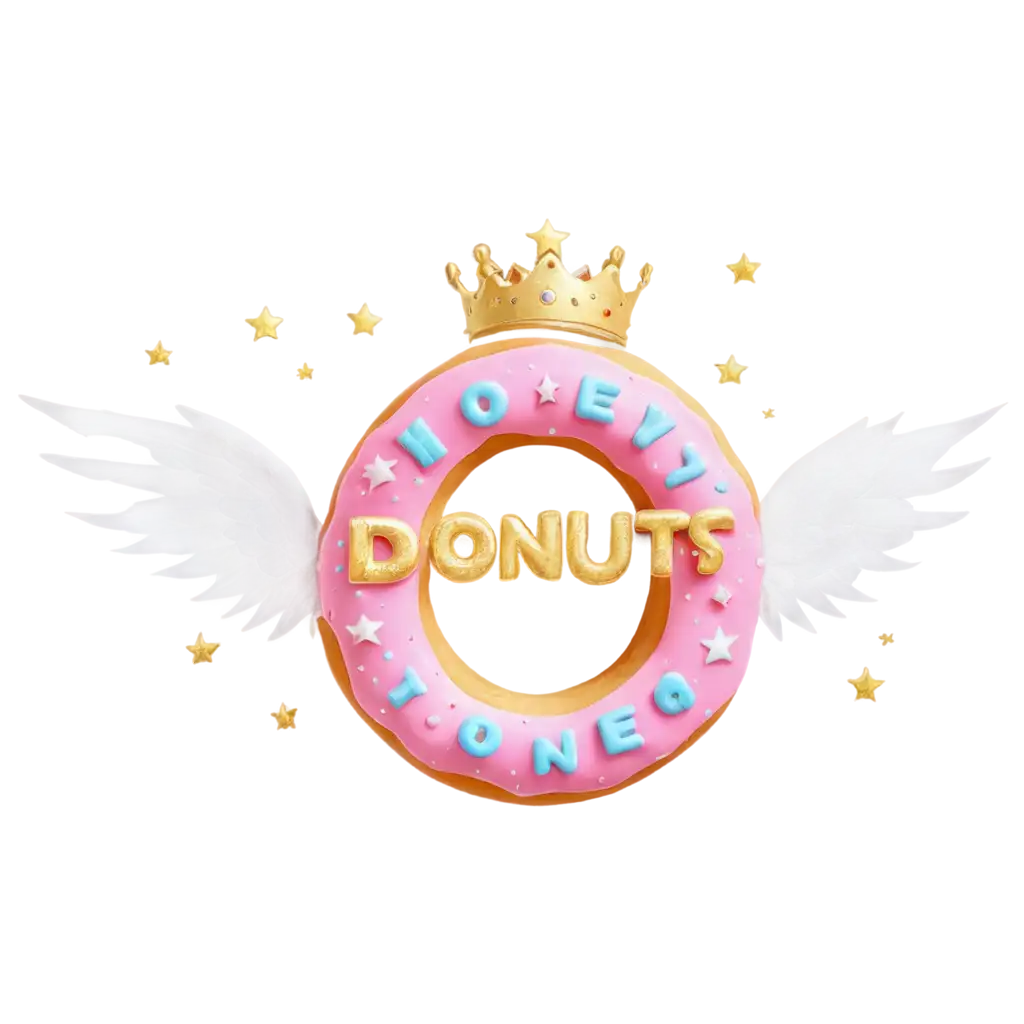 3D-Celestial-Donut-PNG-with-Wings-and-Crown-Perfect-for-Modern-Branding-and-Creative-Designs