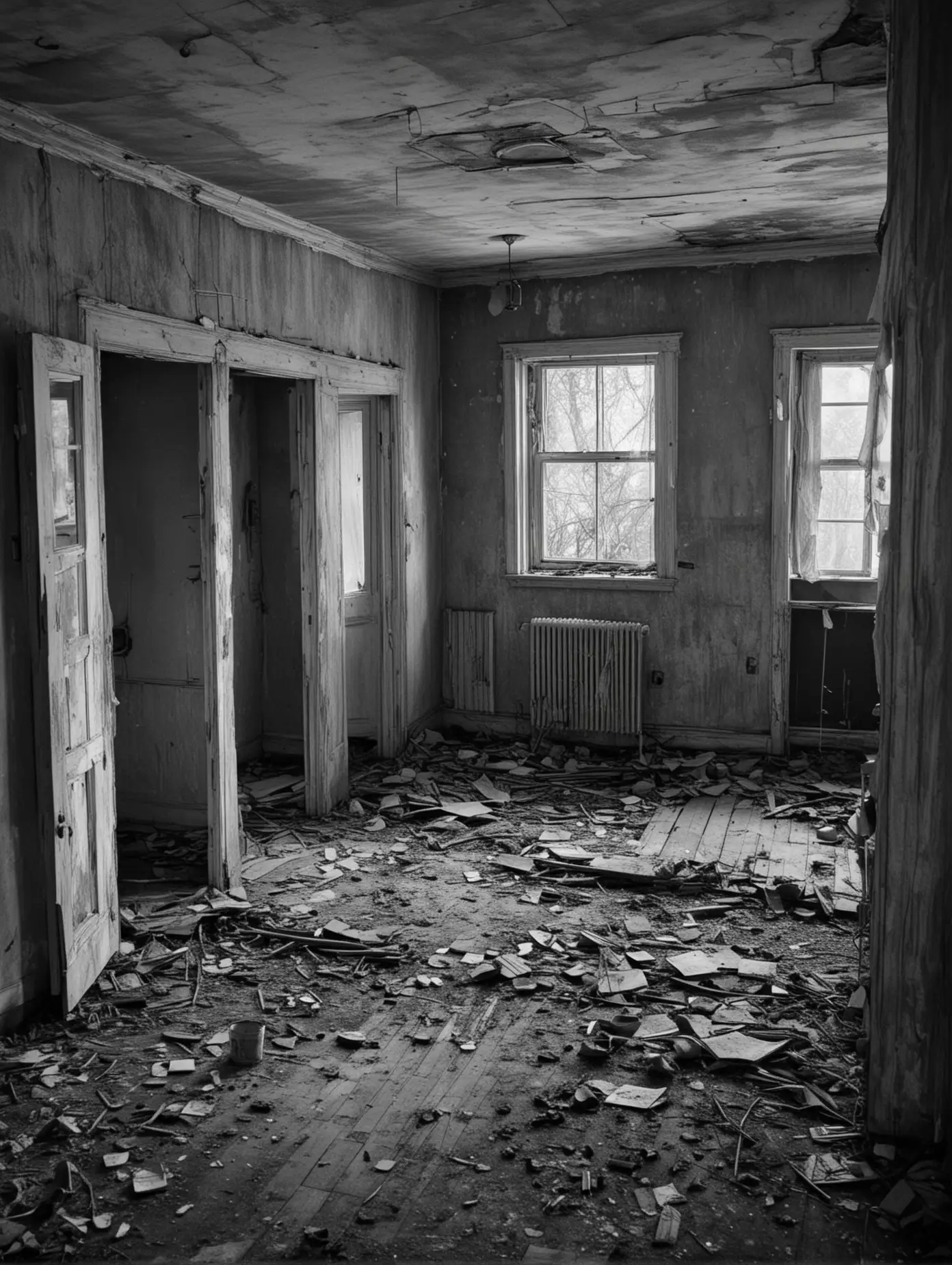 nostalgia through black and white memories of an empty house