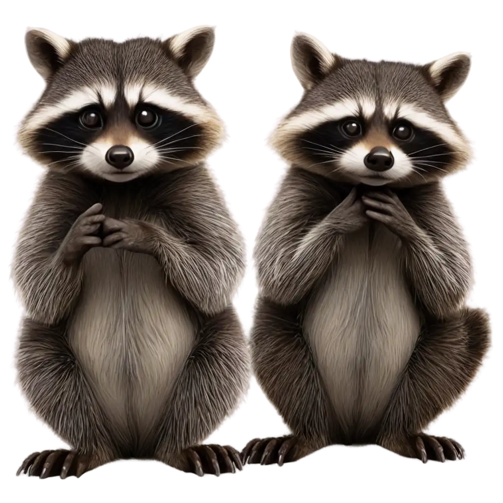 Cartoon rich raccoons are sitting with their backs