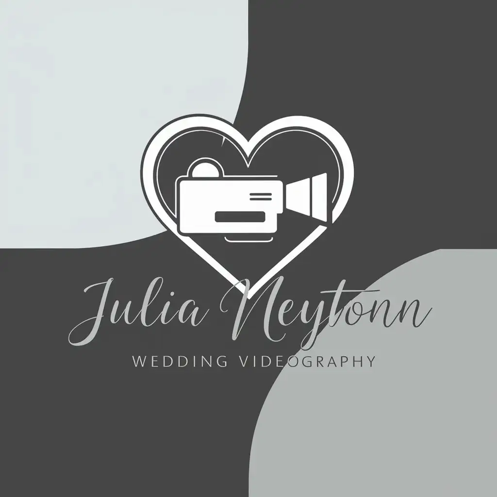 a logo design,with the text "Julia NeytonnWedding Videography", main symbol:video camera or photographic camera,Moderate,clear background