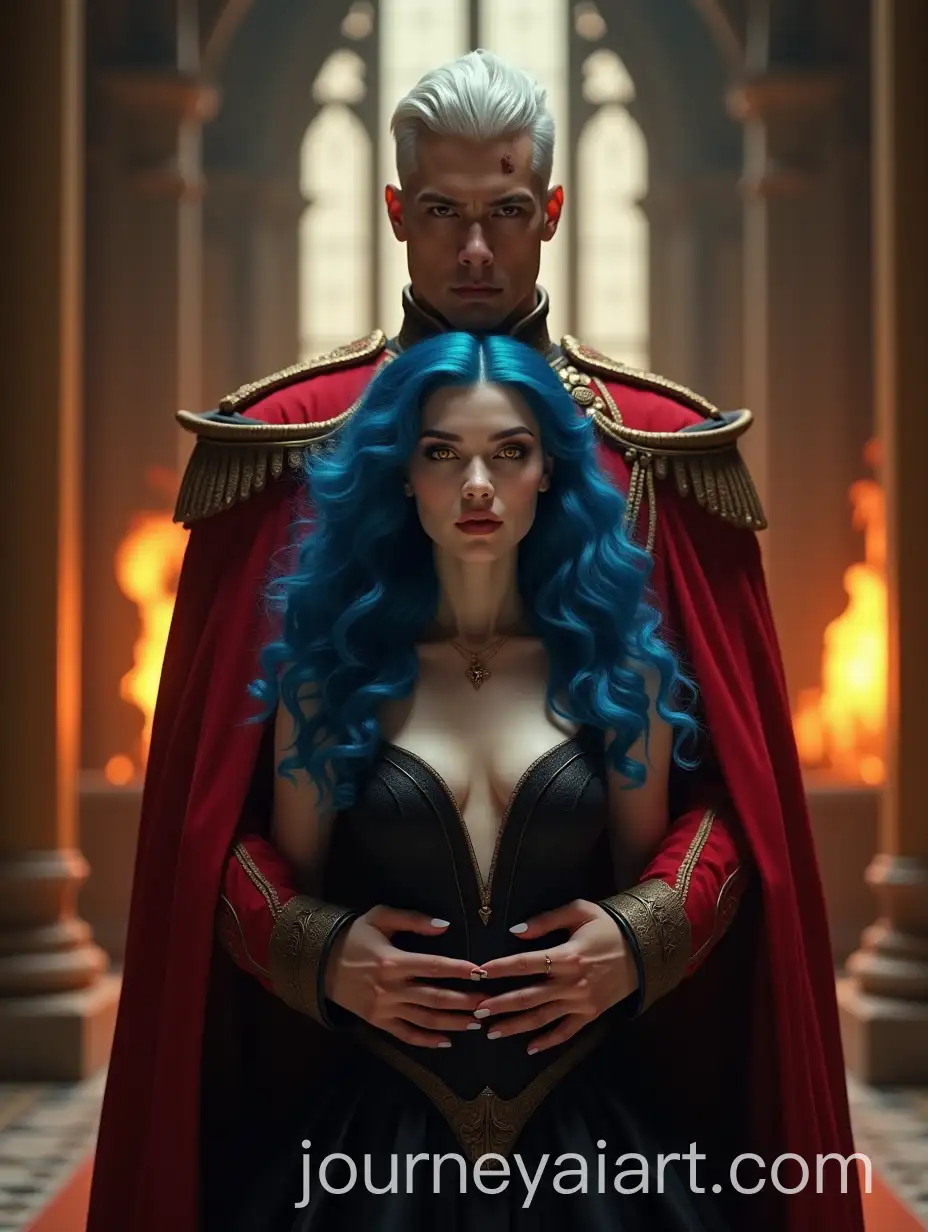 Fantasy-Couple-in-Gothic-Cathedral-Hall-with-Magical-Lighting