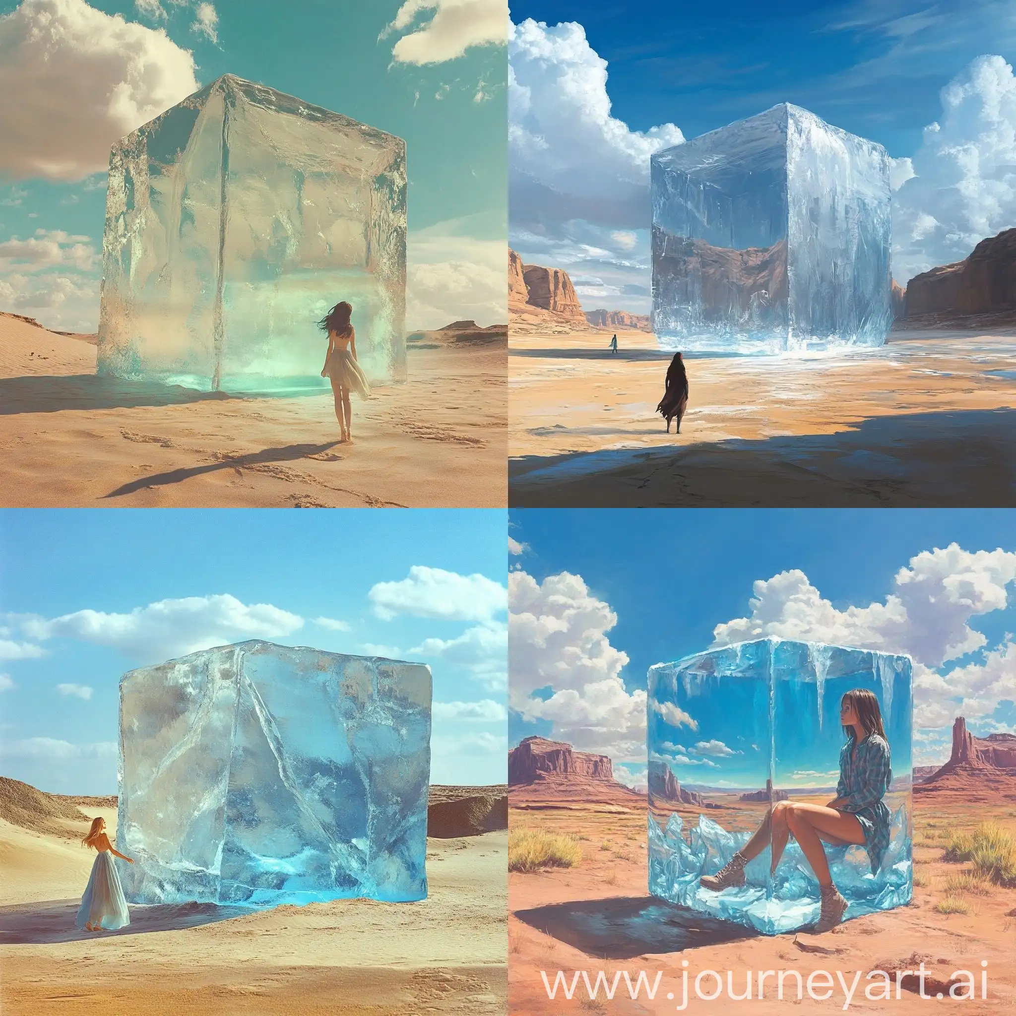 Girl-Transforming-into-Ice-Cube-in-Desert