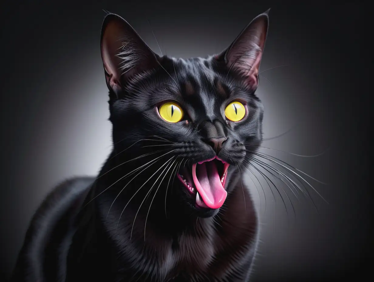 Sleek-Black-Cat-with-Intense-Yellow-Eyes-and-Visible-Pink-Tongue