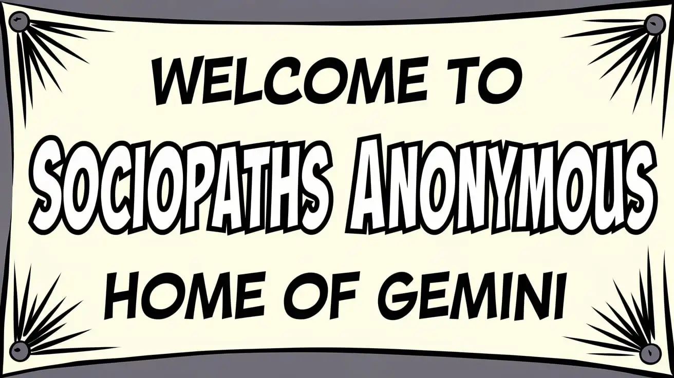 Comic Book Style Banner Welcome to Sociopaths Anonymous Home of Gemini