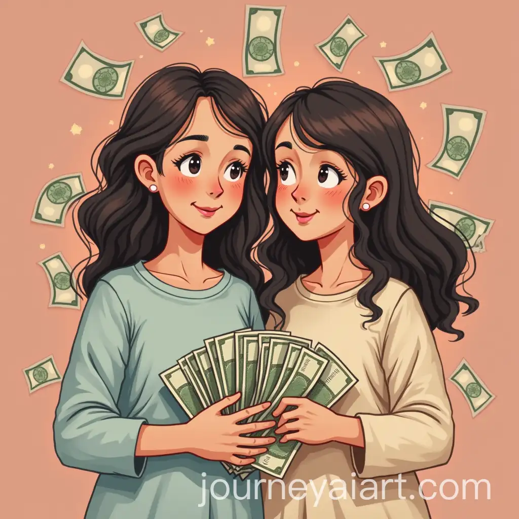 Sisters-Posing-Against-a-MoneyThemed-Background