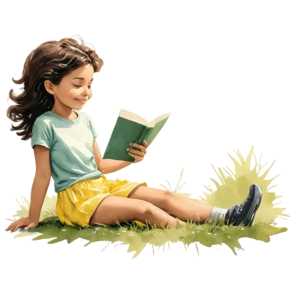 book,plane,Child sitting,read a book,green ,Opening Season,lawn,camp,Hand drawn,delicate,Perfect lighting effect,texture,Bright colors,low saturation,Exquisite Light and Shadow,poster,Design,yellow race,Flat hand drawn,Real scene