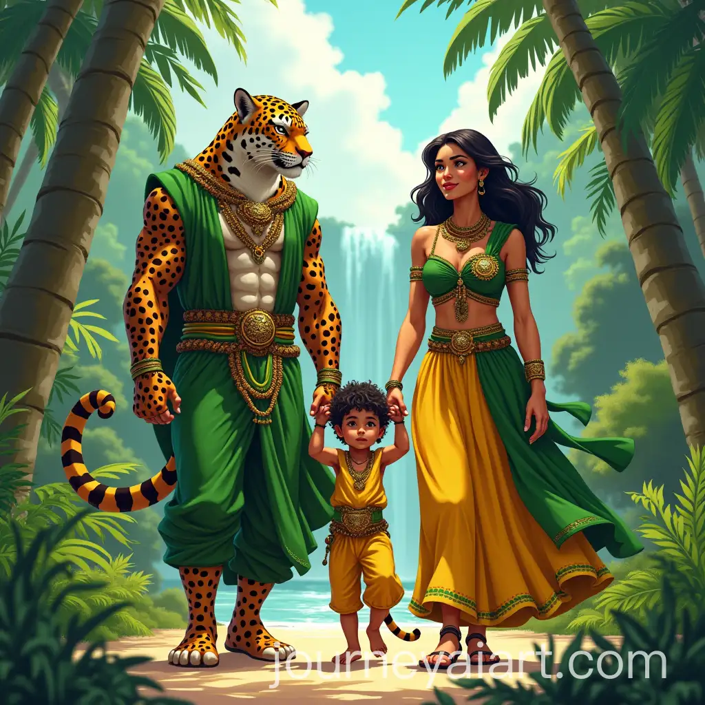 American-Family-with-Jaguar-Hybrid-Features-in-Vibrant-BrazilianInspired-Attire