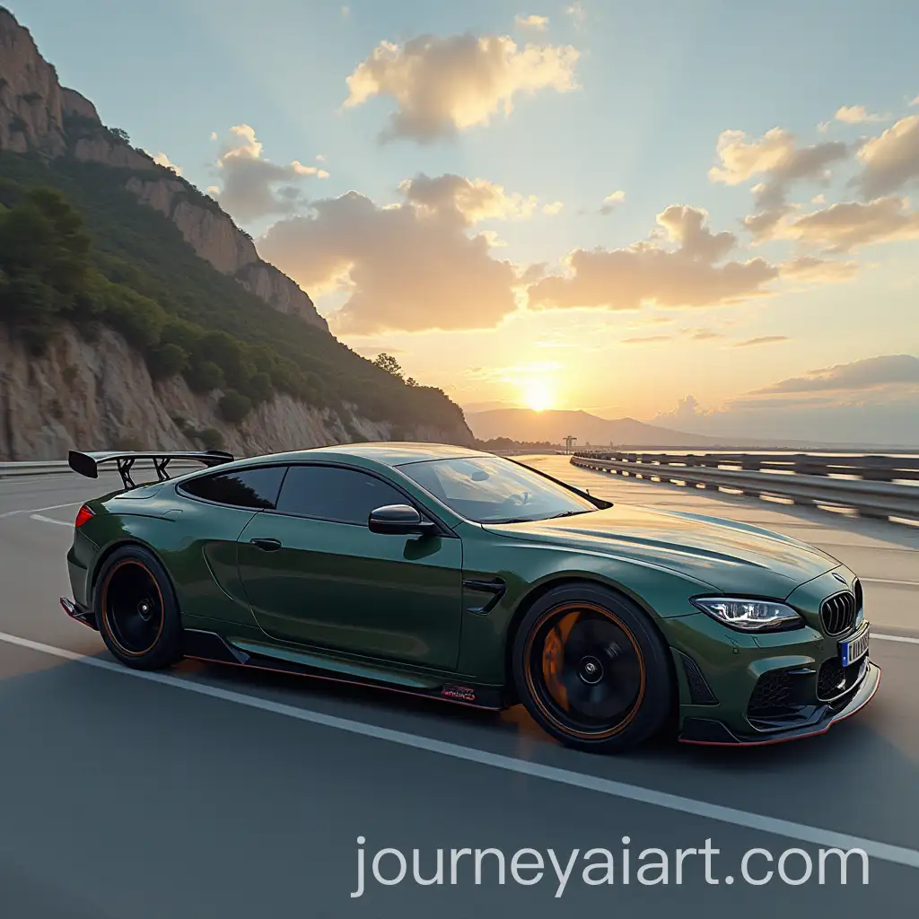 Sleek-Sports-Car-on-a-Futuristic-Road-at-Sunset
