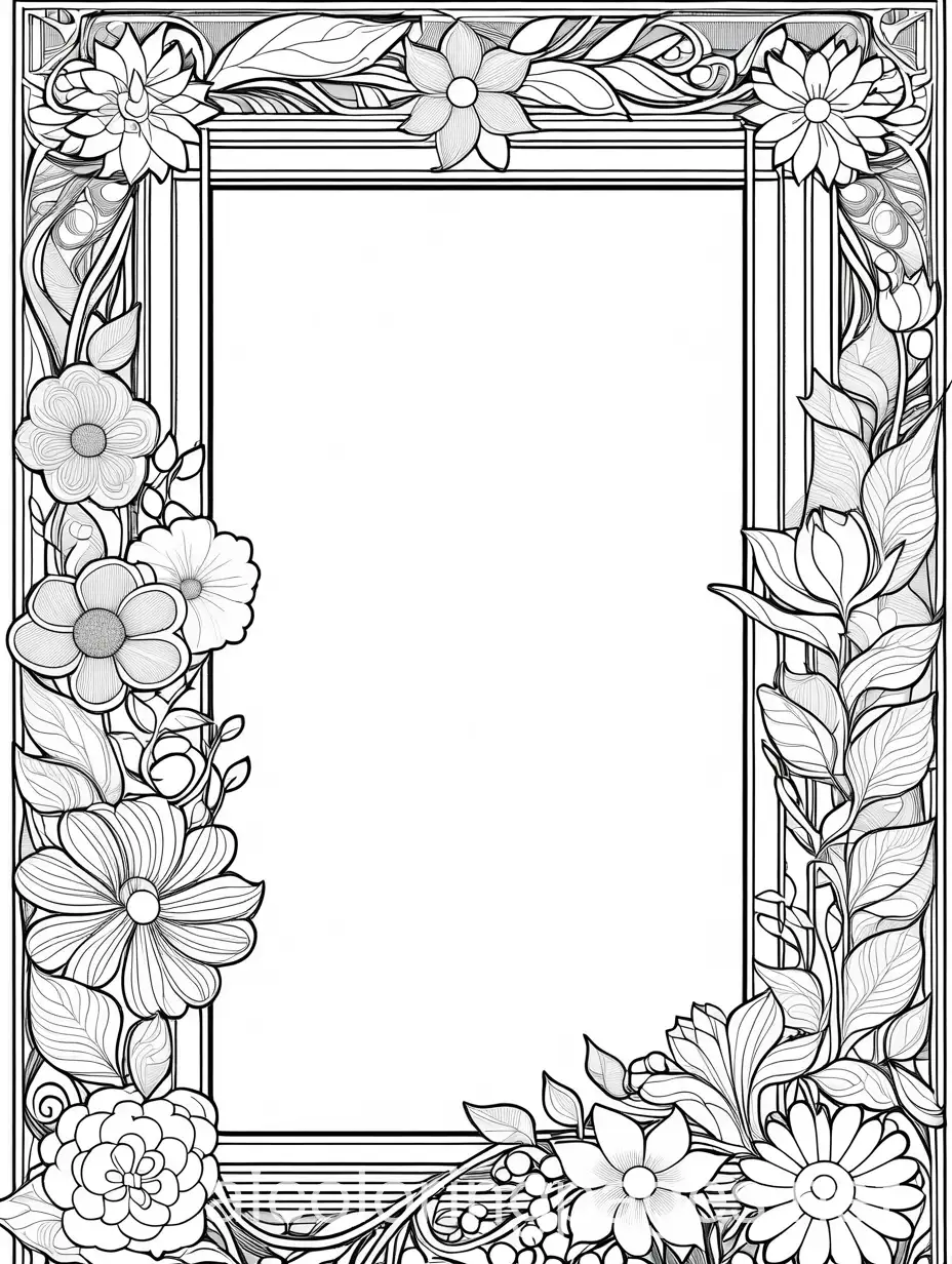 Coloring-Page-of-Stunning-Frame-with-Flowers-for-Kids