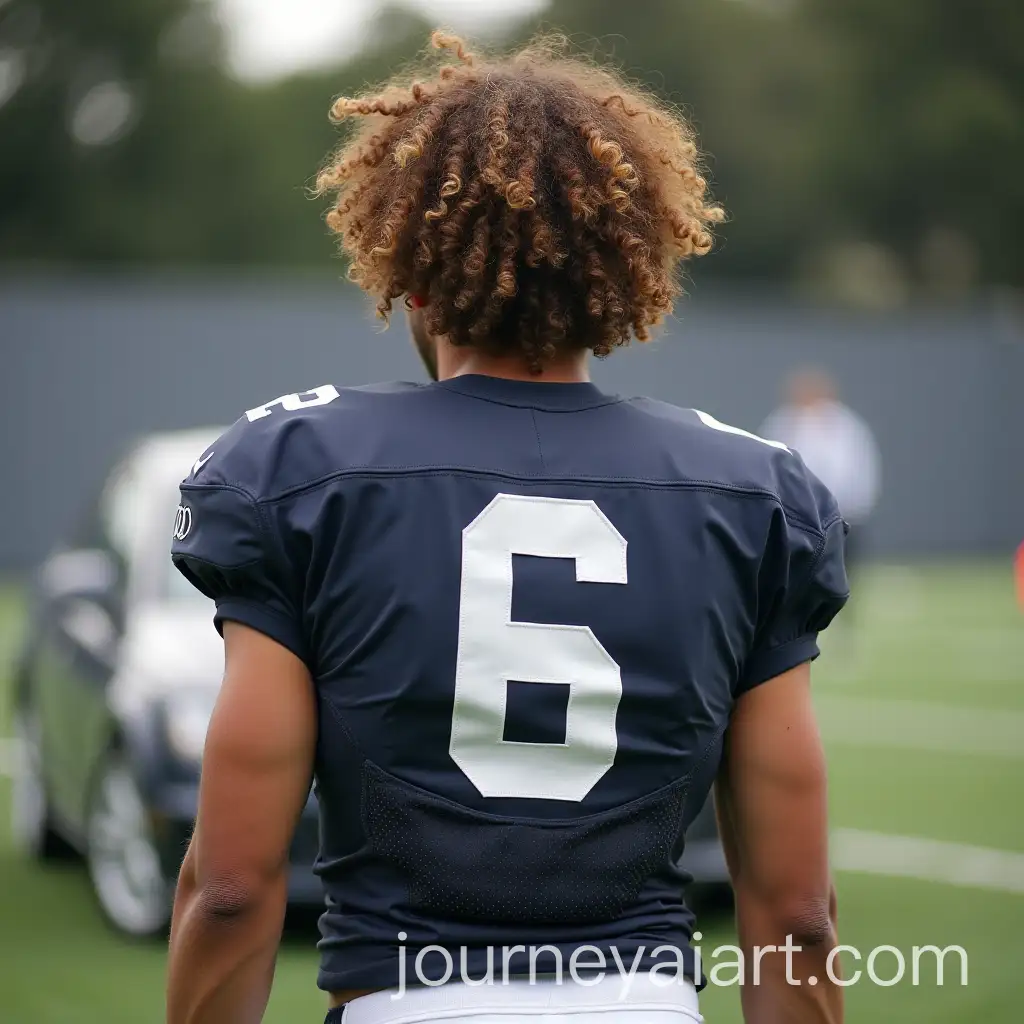 Football-Player-with-Curly-Brown-Hair-Number-6-Jersey-and-Grey-Audi-A4