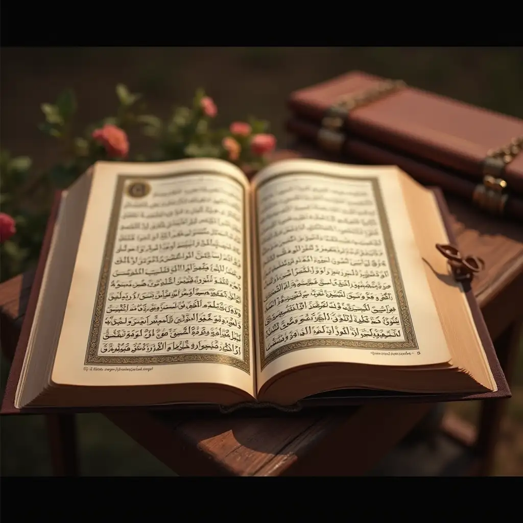 Create for me an image of the Quran open. Specifically on the page Maryam!