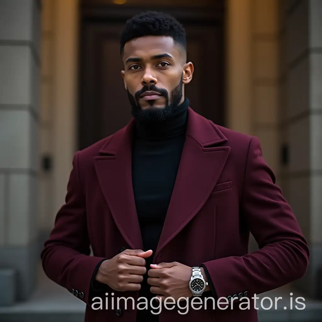 Stylish-Black-Man-in-Smart-Coat-with-Sexy-Black-Woman-in-Burgundy-Leather-Coat