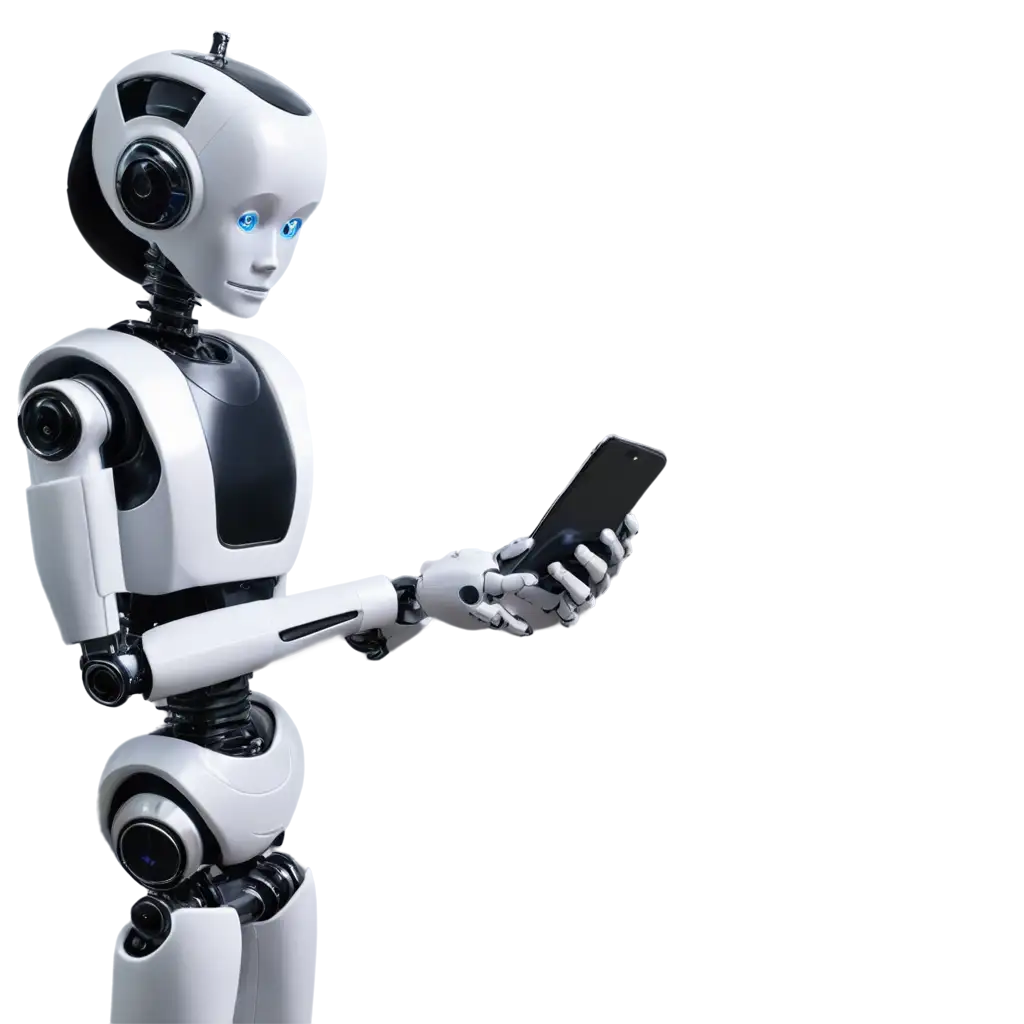 Robot-Android-Typing-Message-on-Smartphone-PNG-HighQuality-Transparent-Image-for-Various-Digital-Uses