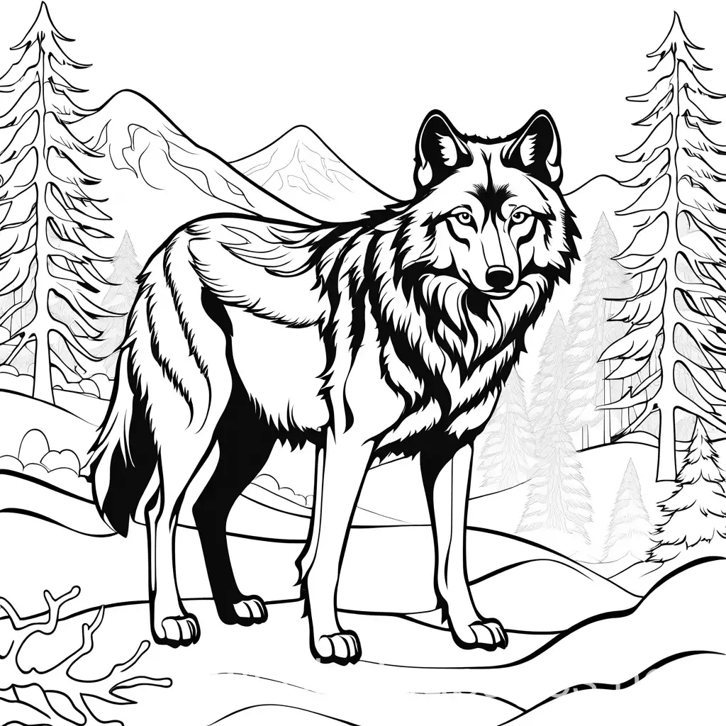 Wolf-in-Winter-Searching-for-Food-Coloring-Page