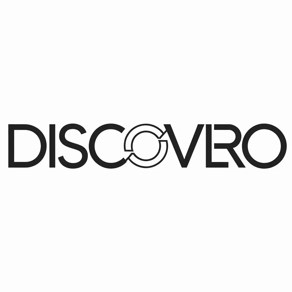 LOGO Design for Discovero Sleek Black and White Minimalist Design with Integrated Search Symbol